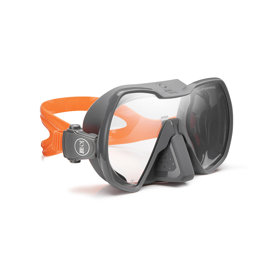 Seeker Tauchermaske in Grau Orange von der Seitenansicht
